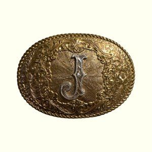 J Gold Western Belt Buckle
